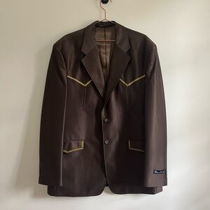 Brown vintage Western Blazer with Gold Accents